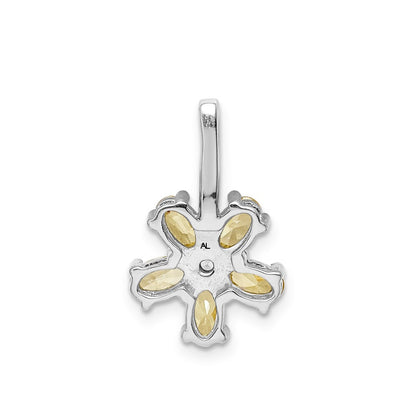 14k White Gold Real Diamond & 1.69 Citrine Flower Pendant