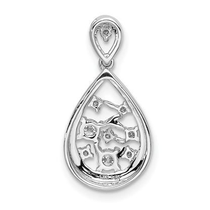 Solid 14k White Gold 3/8ct. Simulated CZ Fancy Teardrop Pendant