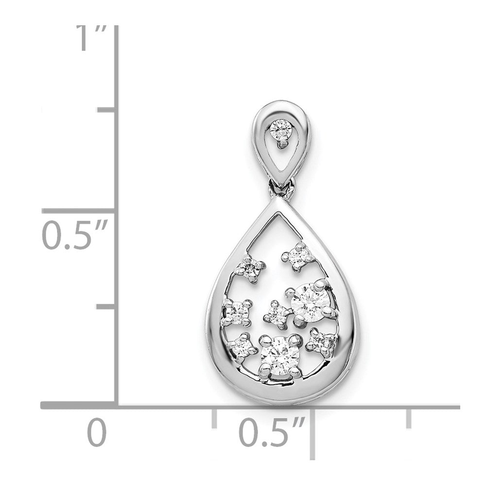 14k White Gold 3/8ct. Real Diamond Fancy Teardrop Pendant