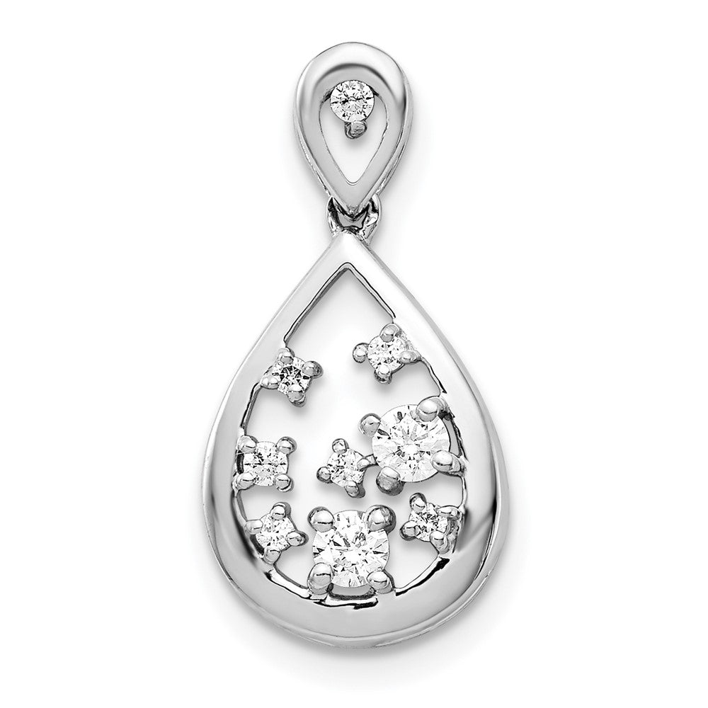 14k White Gold 3/8ct. Real Diamond Fancy Teardrop Pendant