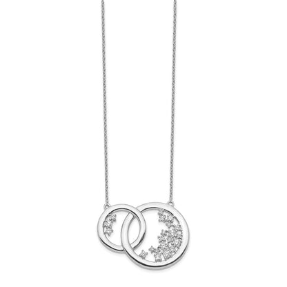 14k White Gold Real Diamond Interlocking Circle Necklace