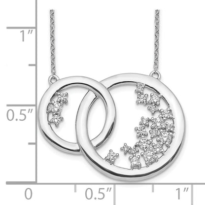 14k White Gold Real Diamond Interlocking Circle Necklace