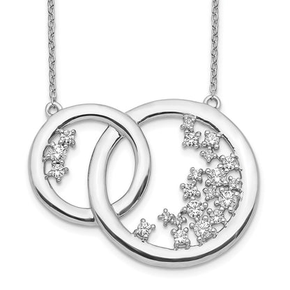 14k White Gold Real Diamond Interlocking Circle Necklace