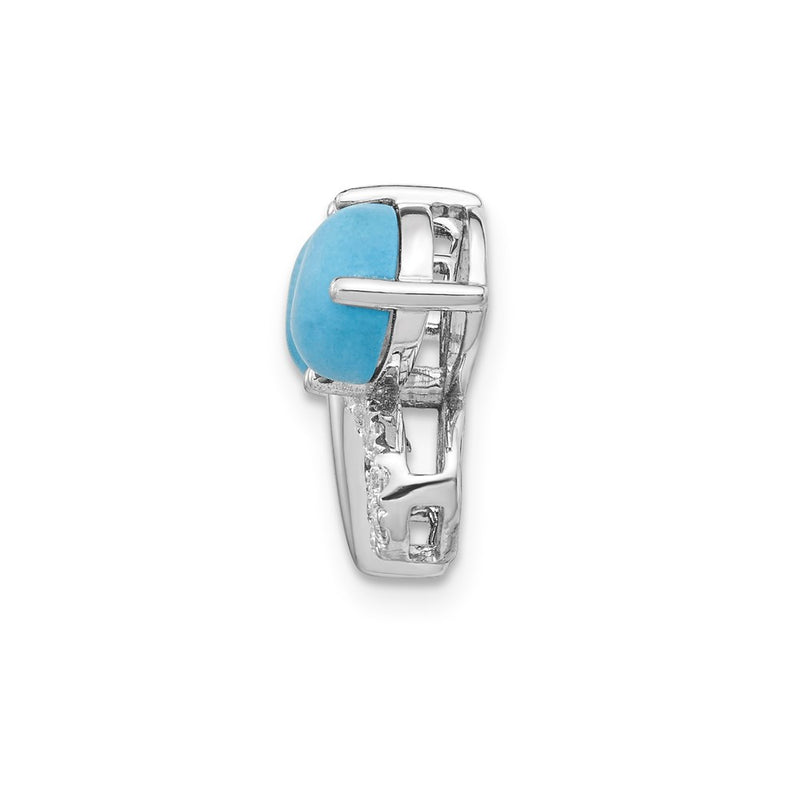 14k White Gold Real Diamond & Cabochon Turquoise Butterfly Pendant