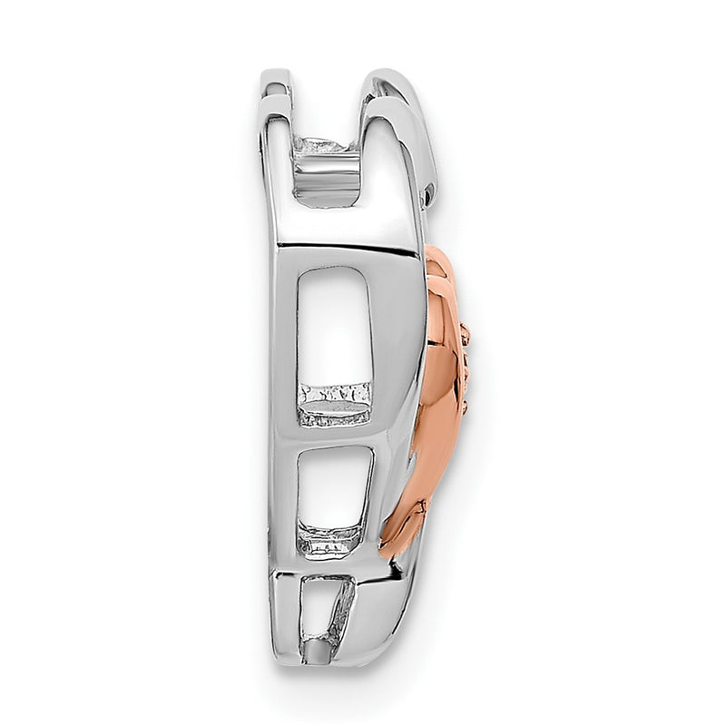14k Two-Tone Gold White & Rose Heart Real Diamond Chain Slide