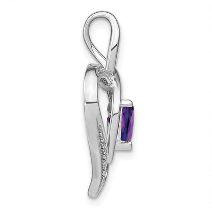 Sterling Silver Amethyst and Real Diamond Pendant