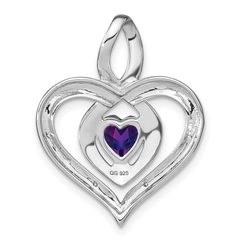 Sterling Silver Amethyst and Real Diamond Pendant