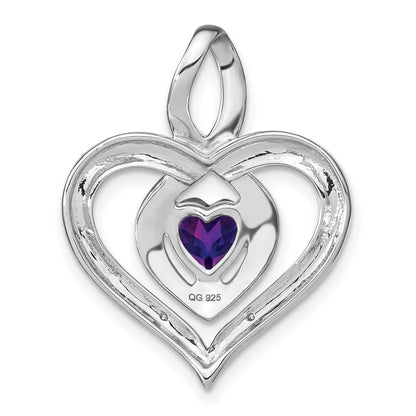 Sterling Silver Amethyst and Real Diamond Pendant