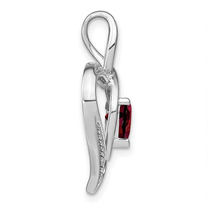 Sterling Silver Garnet and Real Diamond Pendant