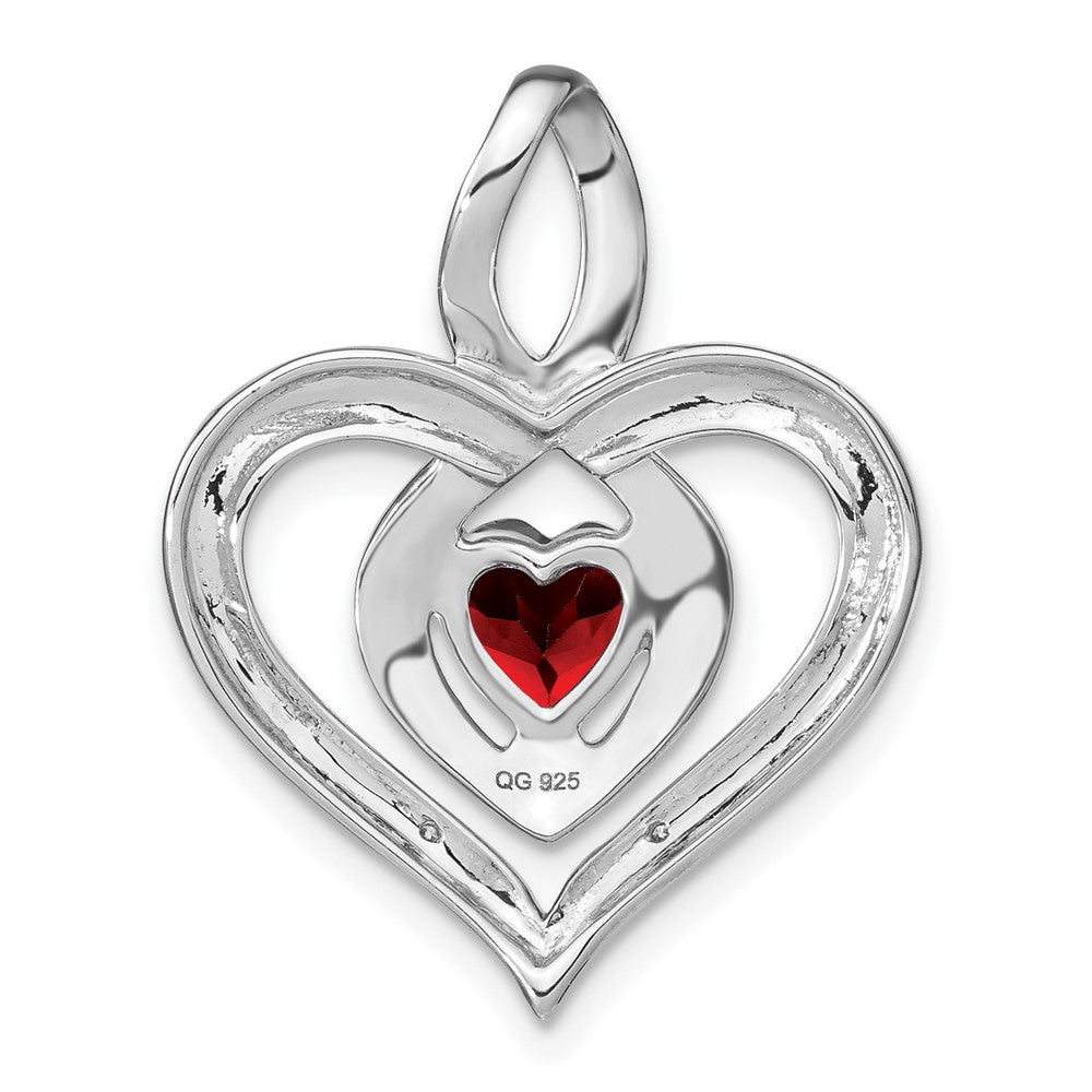 Sterling Silver Garnet and Real Diamond Pendant