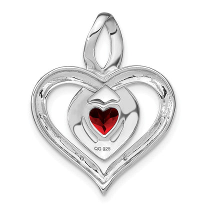 Sterling Silver Garnet and Real Diamond Pendant