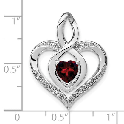 Sterling Silver Garnet and Real Diamond Pendant