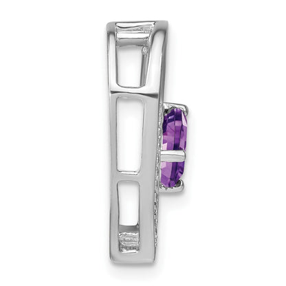 Sterling Silver Amethyst and Real Diamond Pendant