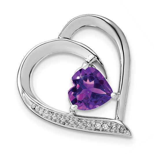 Sterling Silver Amethyst and Real Diamond Pendant