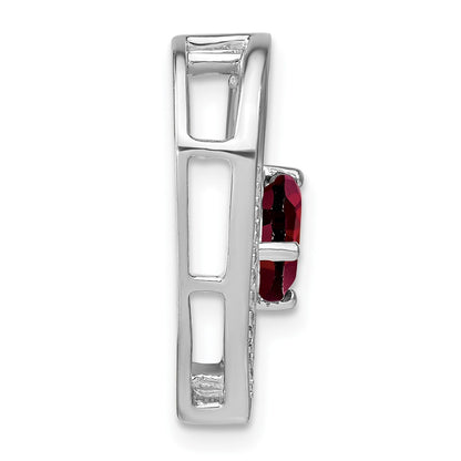 Sterling Silver Garnet and Real Diamond Pendant