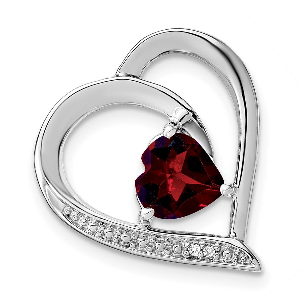 Sterling Silver Garnet and Real Diamond Pendant