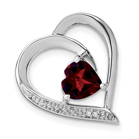 Sterling Silver Garnet and Real Diamond Pendant