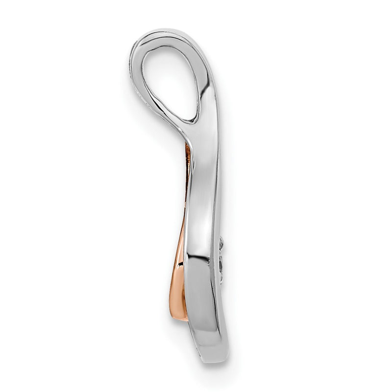 14k Two-Tone Gold Polished Fancy Real Diamond Chain Slide