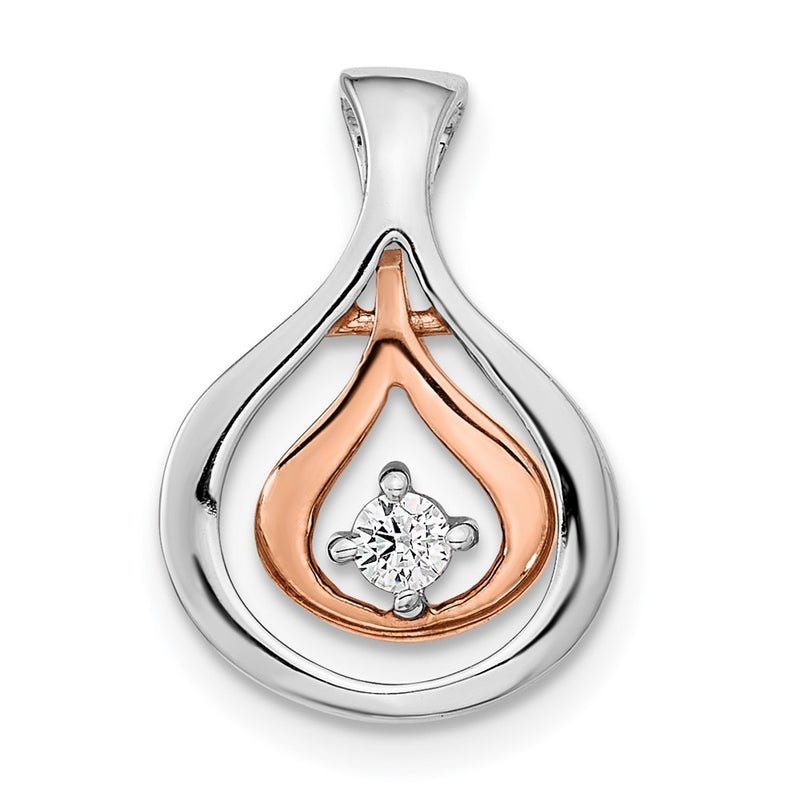 14k Two-Tone Gold Polished Fancy Real Diamond Chain Slide