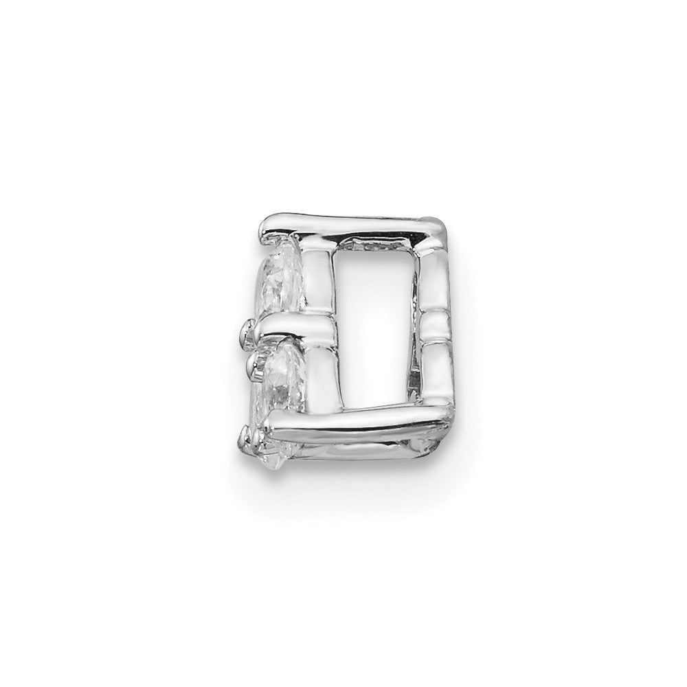 14k White Gold 1/4ct. Real Diamond Three Stone Triangle Chain Slide