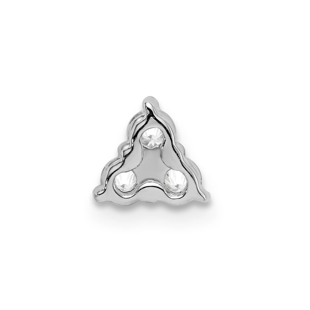 14k White Gold 1/4ct. Real Diamond Three Stone Triangle Chain Slide