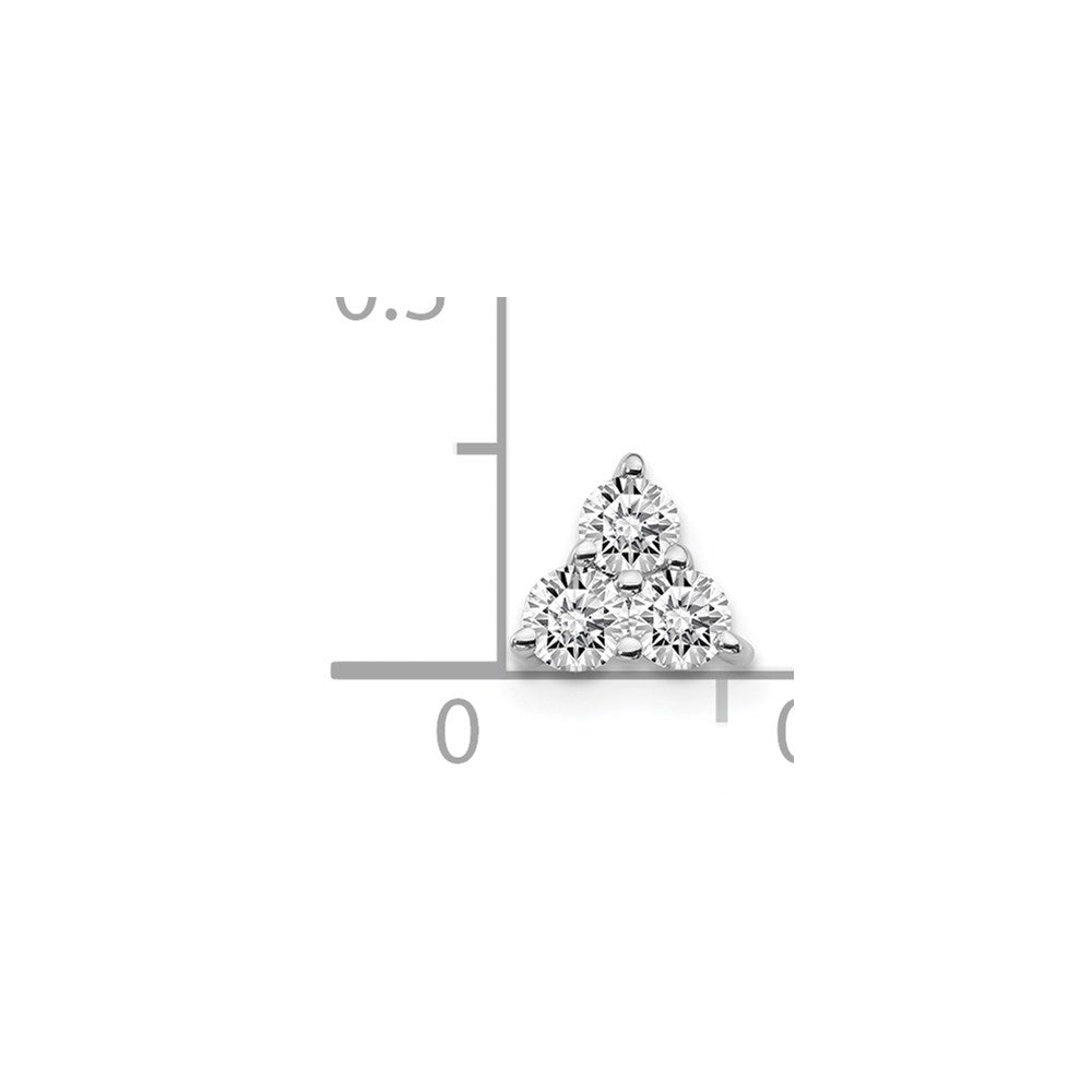 14k White Gold 1/4ct. Real Diamond Three Stone Triangle Chain Slide