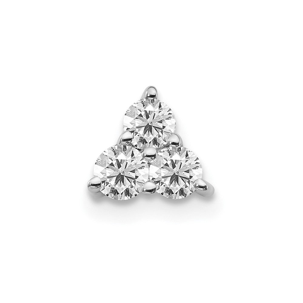 14k White Gold 1/4ct. Real Diamond Three Stone Triangle Chain Slide