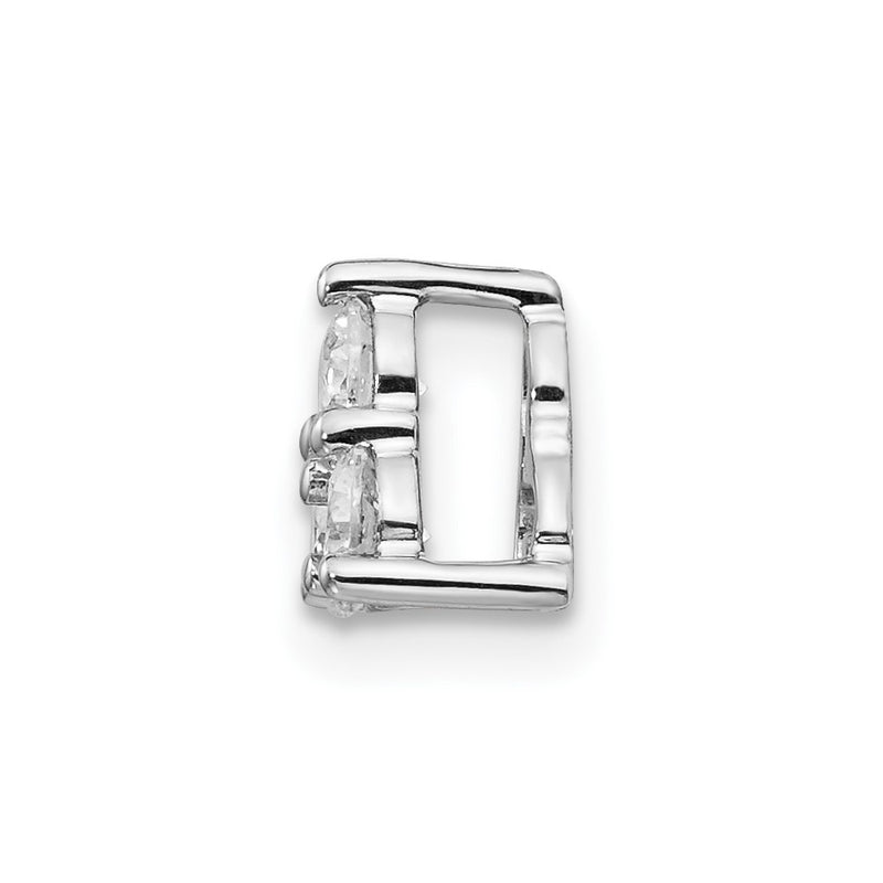 14k White Gold 3/8ct. Real Diamond Three Stone Triangle Chain Slide
