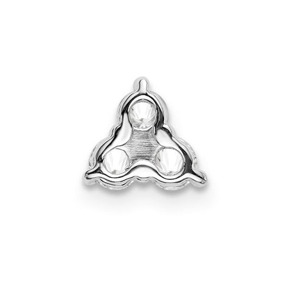 14k White Gold 3/8ct. Real Diamond Three Stone Triangle Chain Slide
