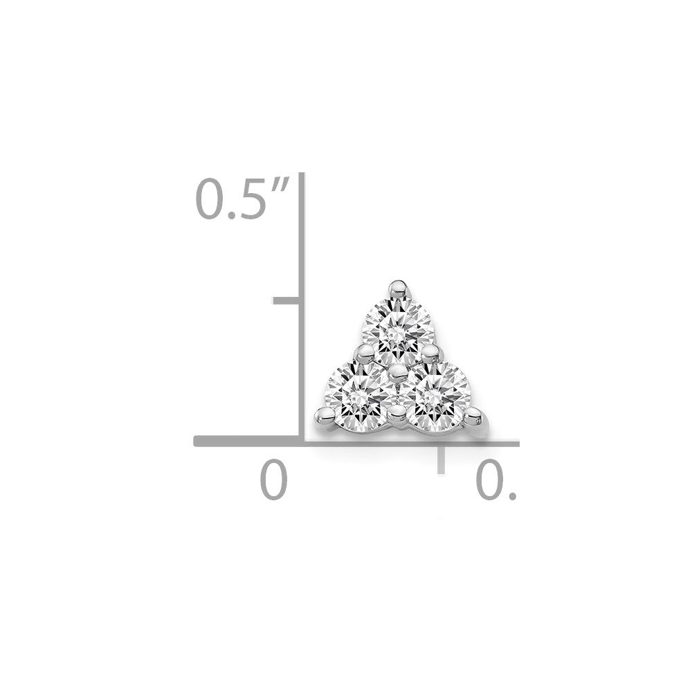 14k White Gold 3/8ct. Real Diamond Three Stone Triangle Chain Slide