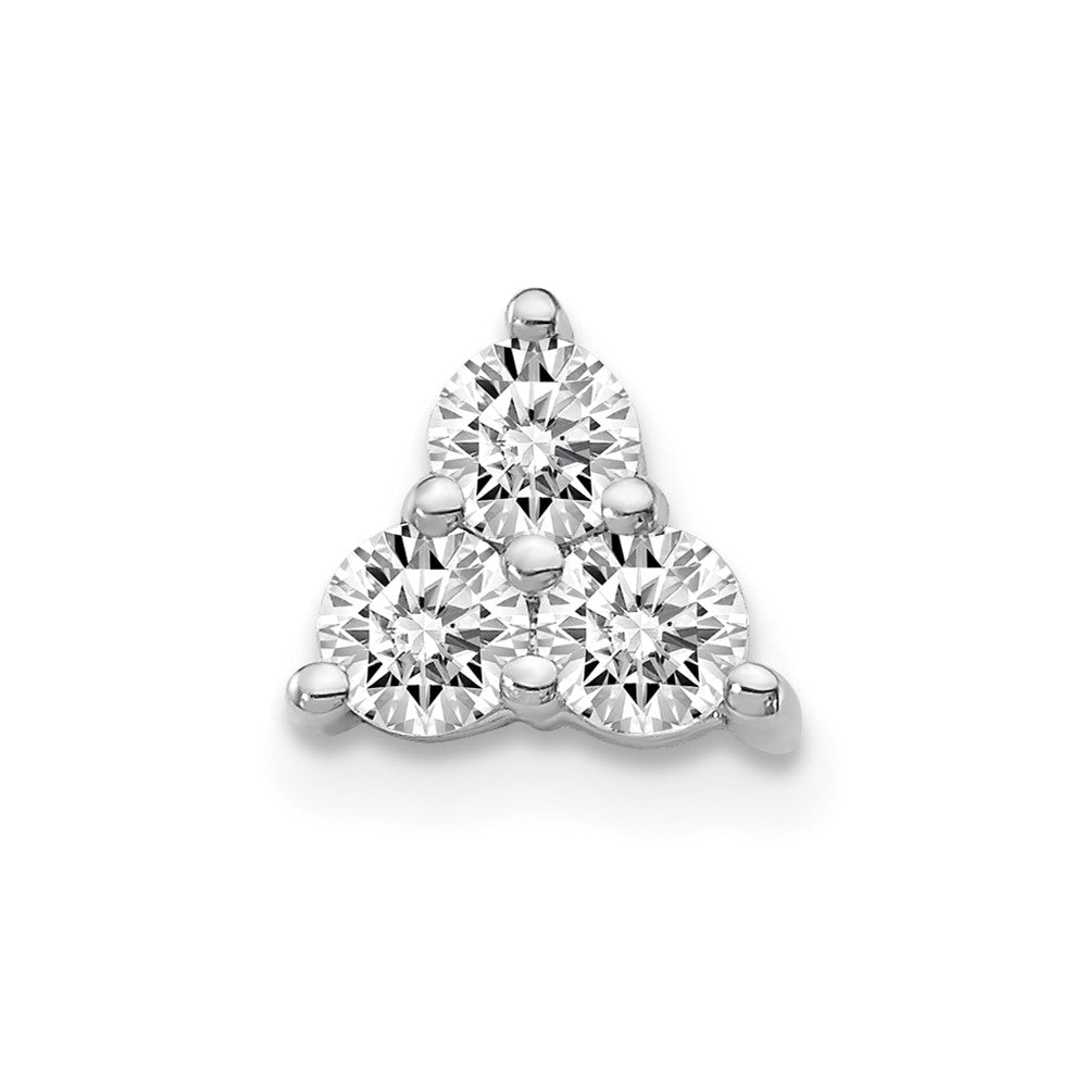 14k White Gold 3/8ct. Real Diamond Three Stone Triangle Chain Slide