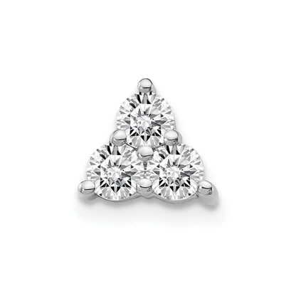 14k White Gold 3/8ct. Real Diamond Three Stone Triangle Chain Slide