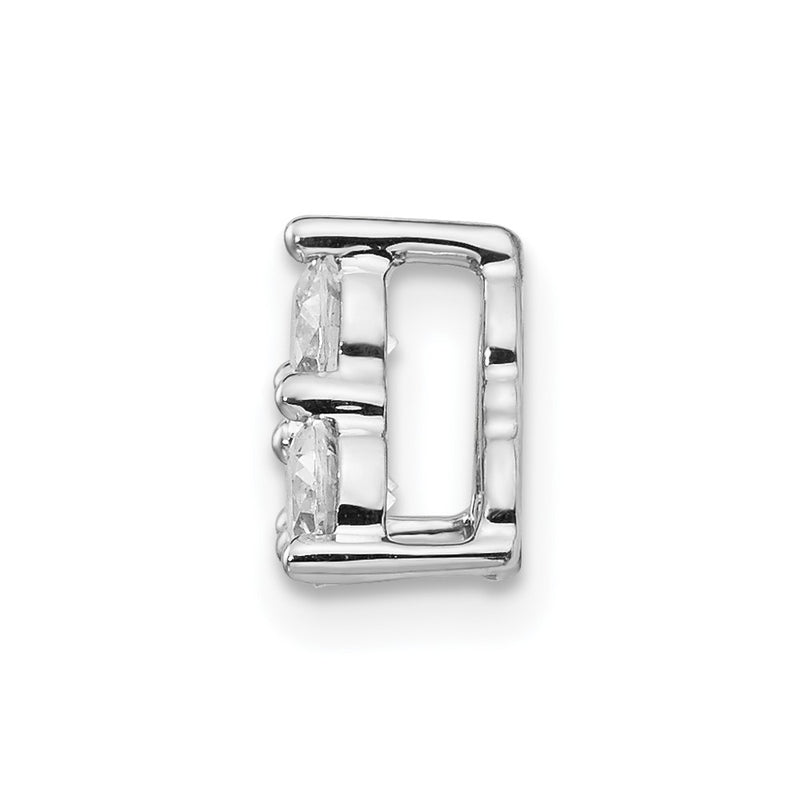 14k White Gold 1/2ct. Real Diamond Three Stone Triangle Chain Slide