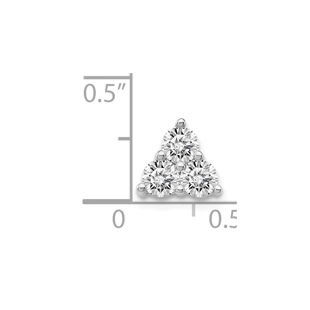 14k White Gold 1/2ct. Real Diamond Three Stone Triangle Chain Slide