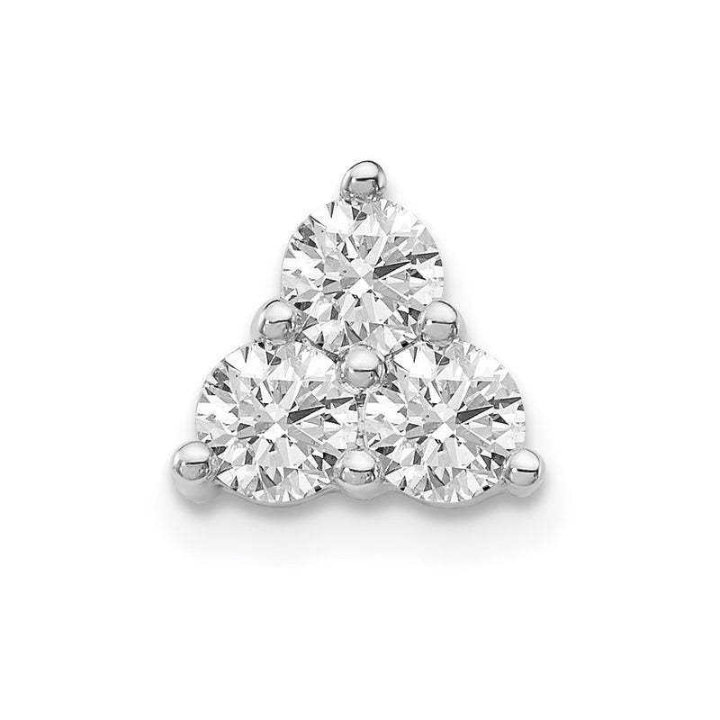 14k White Gold 1/2ct. Real Diamond Three Stone Triangle Chain Slide