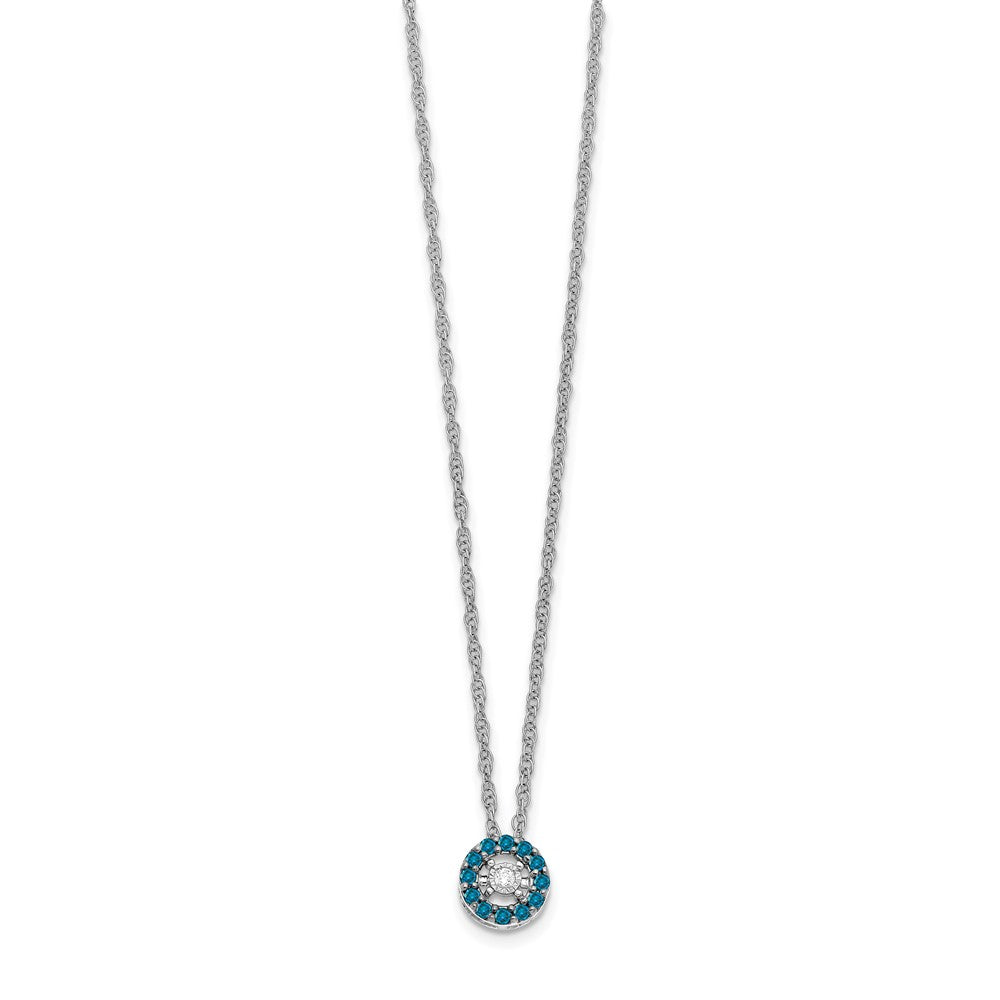 14k White Gold Blue and White Real Diamond Halo 18 in. Necklace