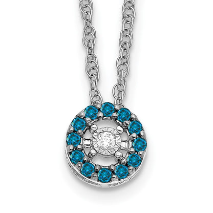 14k White Gold Blue and White Real Diamond Halo 18 in. Necklace