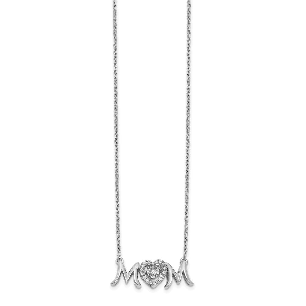 14k White Gold MOM Vibrant Real Diamond 18in Necklace