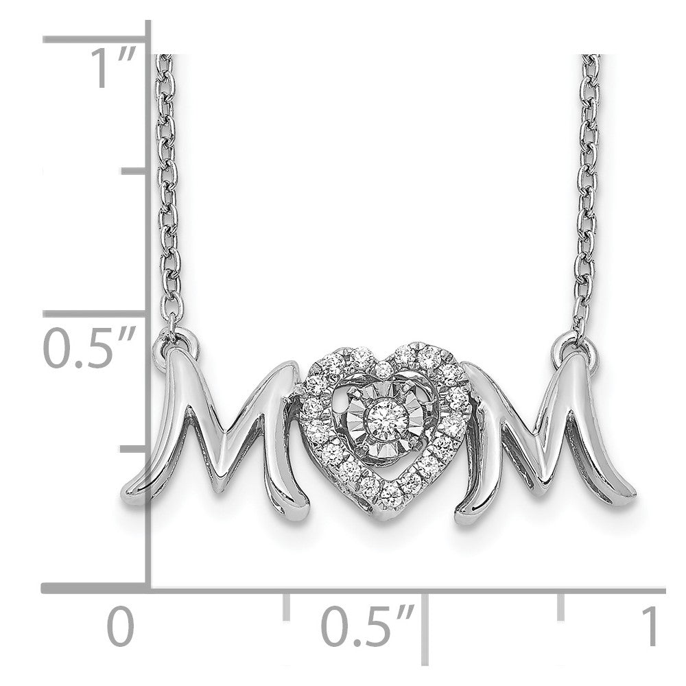 14k White Gold MOM Vibrant Real Diamond 18in Necklace