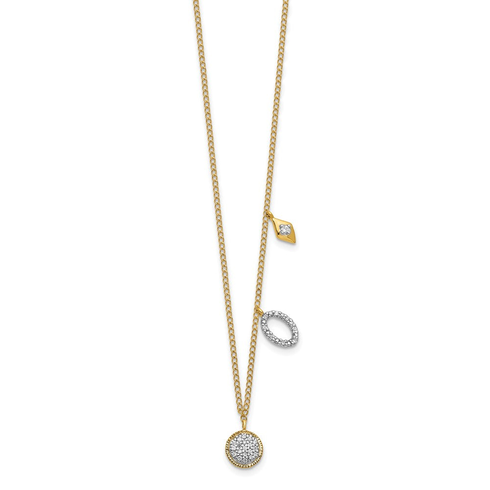 14K Yellow Gold Real Diamond Circles 18 inch Necklace