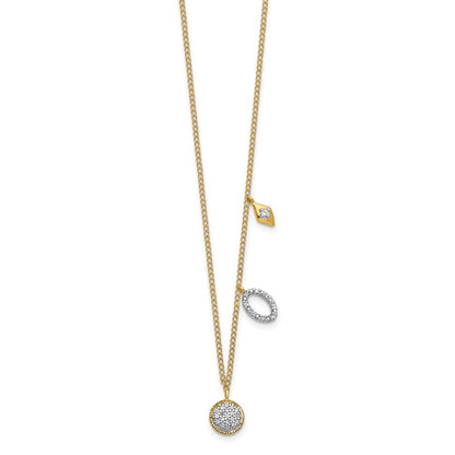 14K Yellow Gold Real Diamond Circles 18 inch Necklace