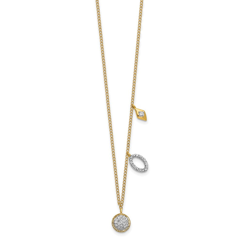 14K Yellow Gold Real Diamond Circles 18 inch Necklace
