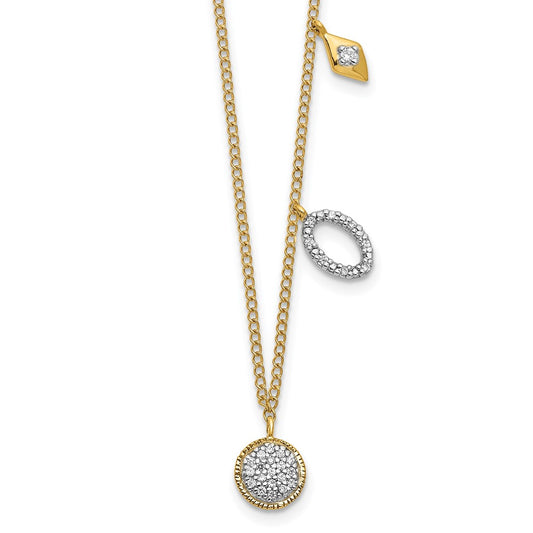 14K Yellow Gold Real Diamond Circles 18 inch Necklace