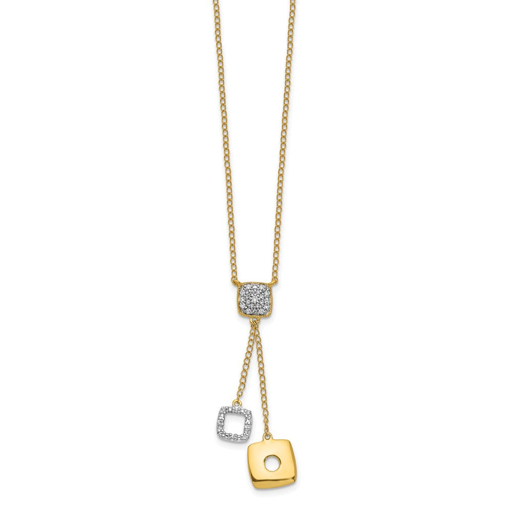 14K Yellow Gold Real Diamond Circles 18 inch Dangle Necklace