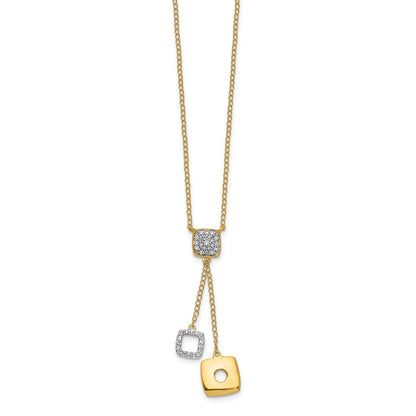 14K Yellow Gold Real Diamond Circles 18 inch Dangle Necklace