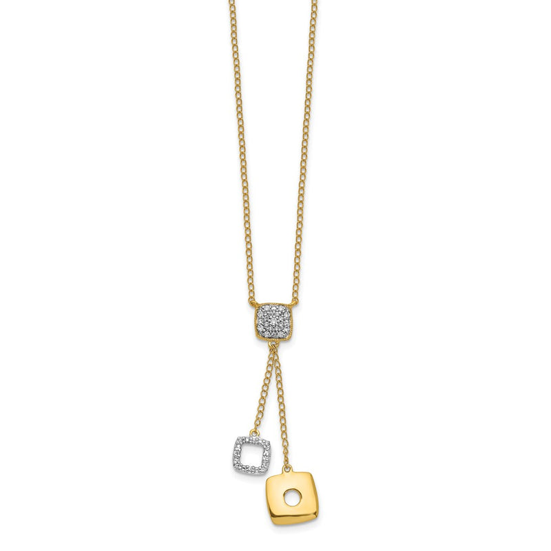 14K Yellow Gold Real Diamond Circles 18 inch Dangle Necklace