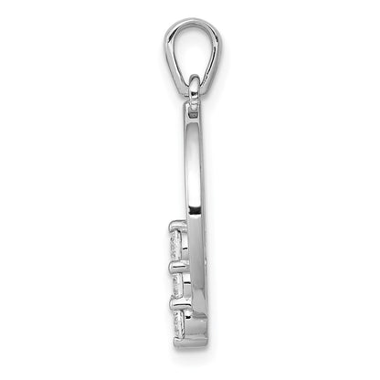 14k White Gold 2.7mm Real Diamond Three Stone Circle Pendant