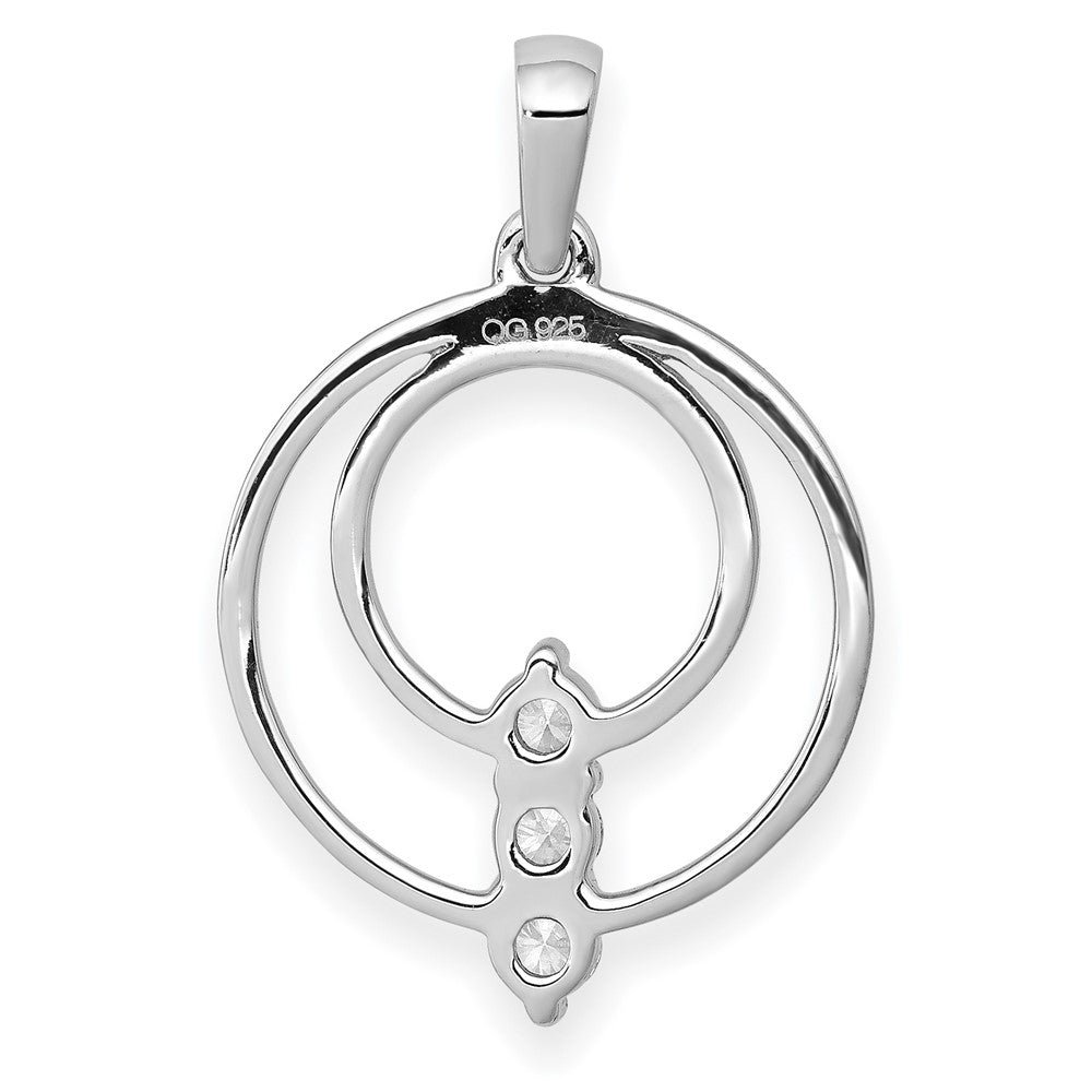 14k White Gold 2.7mm Real Diamond Three Stone Circle Pendant