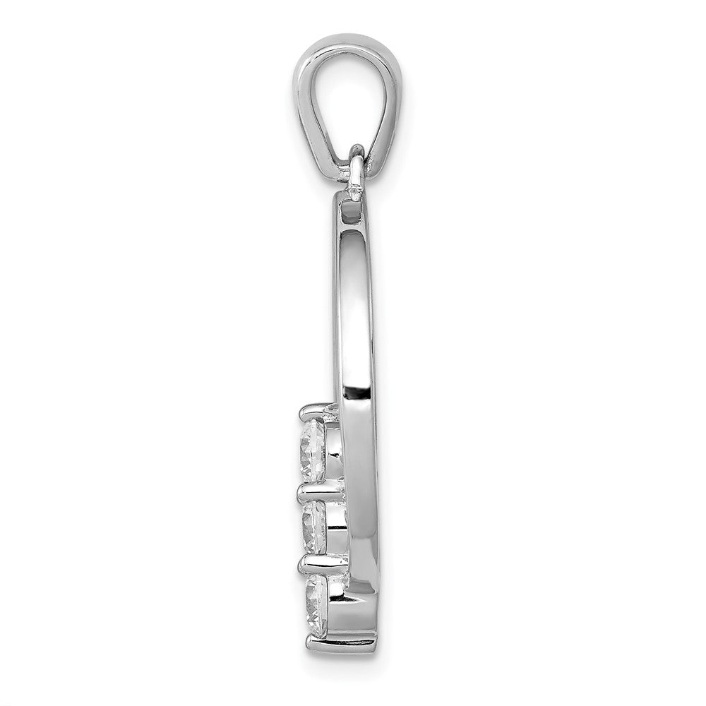 14k White Gold 3.8mm Real Diamond Three Stone Circle Pendant