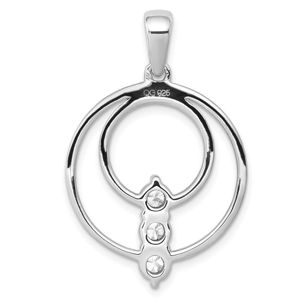 14k White Gold 3.8mm Real Diamond Three Stone Circle Pendant